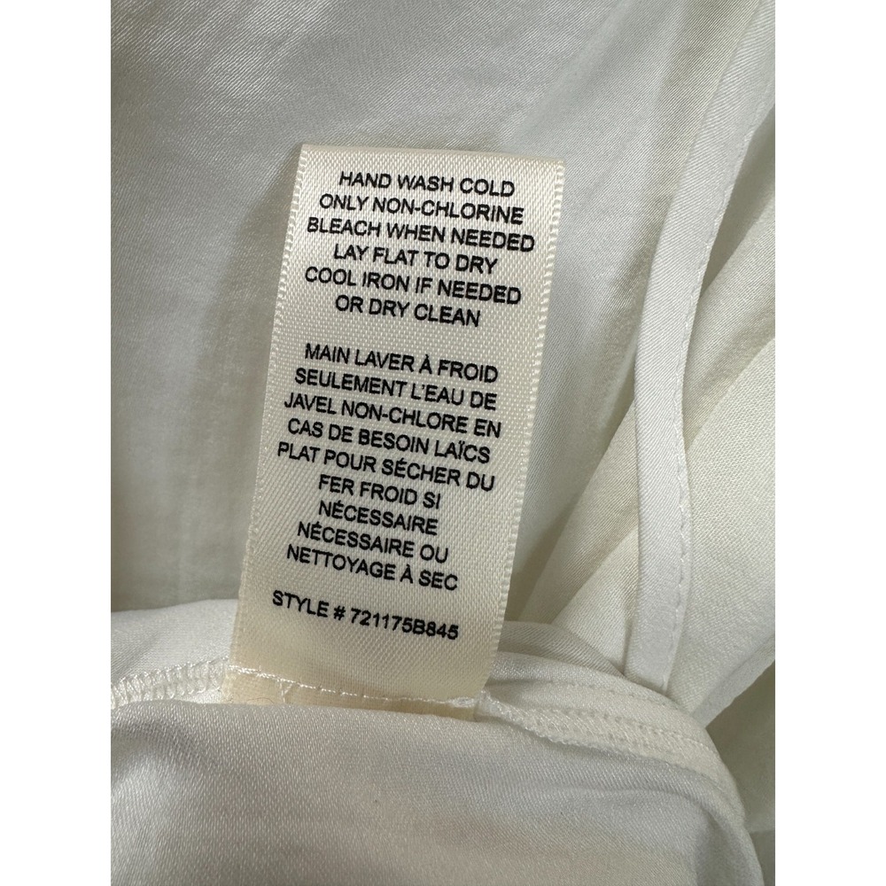 Rebecca Taylor Sateen Tie Neck Smocked Ruffle Cuff Blouse XS Off White Luxury - Picture 15 of 16